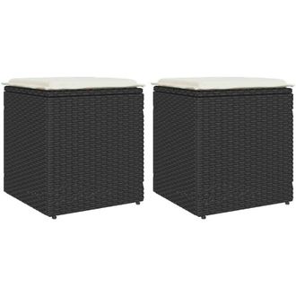 vidaXL Taburetes De Jard&iacute;n Con Cojines 2 Uds Negro 40x40x43 Cm Vidaxl