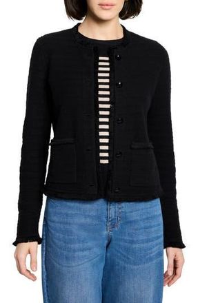 Nic+Zoe Fringe Mix Knit Jacket in Black Onyx at Nordstrom Rack, Size Large P