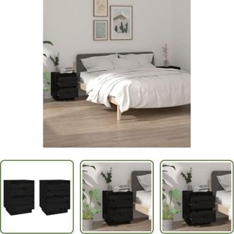 vidaXL Comodini moderni - Comodini 2 pz Neri 40x35x50 cm in Legno Massello di Pino
