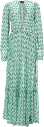 Missoni Green Geometric Viscose-Blend Evening Dress