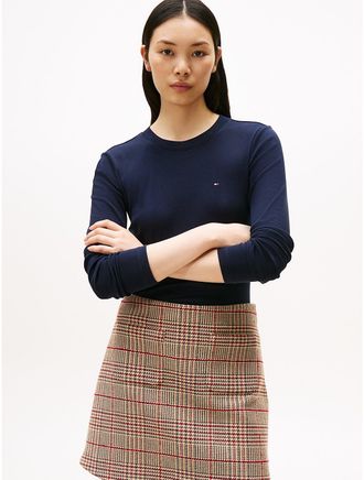 Tommy Hilfiger Womens Long-Sleeve Crewneck Favorite T-Shirt - Navy Blue - XXL
