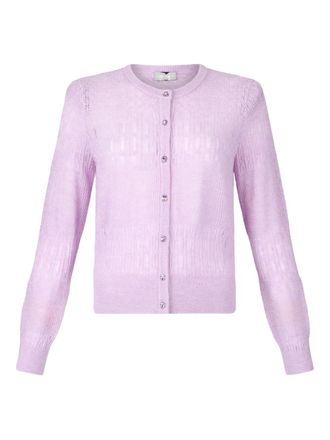 Liu Jo lace-stitch cardigan - women - Nylon/Alpaca/Wool - L - Pink