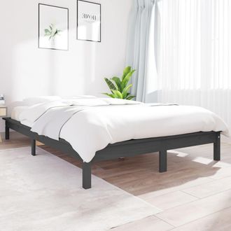 vidaXL Estructura De Cama De Madera Maciza De Pino Gris 200x200 Cm Vidaxl