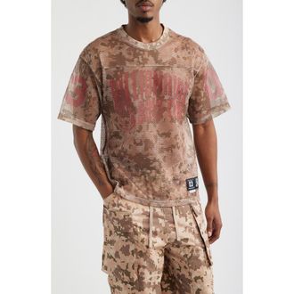 Billionaire Boys Club Varsity Logo Camo Print Mesh T-Shirt in Doeskin at Nordstrom, Size Xx-Large