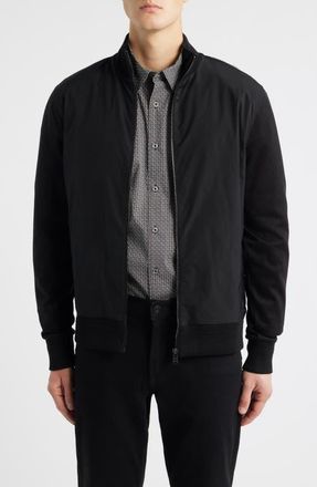 BOSS Shepherd Mixed Media Full Zip Sweatshirt in Black at Nordstrom, Size Xx-Large