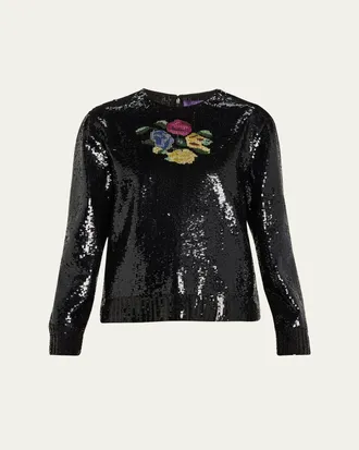 Ralph Lauren Collection Sharon Embellished Tulle Top
