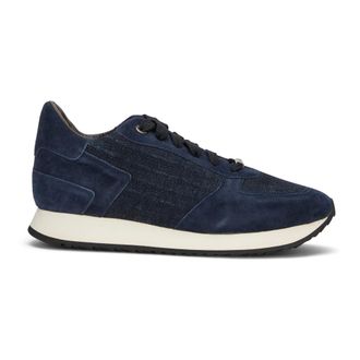 Moorer Schoenen, Heren, Blauw, 40 EU, Leer, Sneakers van leer en denim