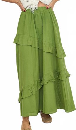 Sugarlips Himan Ruffle Midi Skirt In Olive