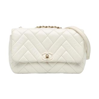 Chanel Pre-owned The Small Mix Quilted Aged Calfskin New Clutch Flap - Dames - Pre-owned - Wit - Maat: ONE Size Leer