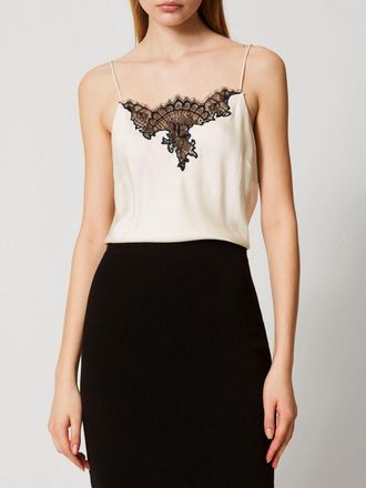 Twinset Top Twinset in raso con inserti in pizzo