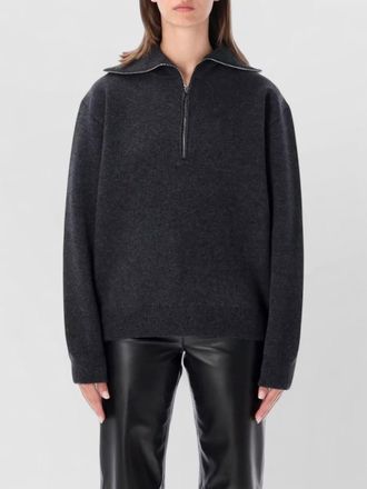 R&oacute;he cashmere merino wool zip high neck sweatshirt