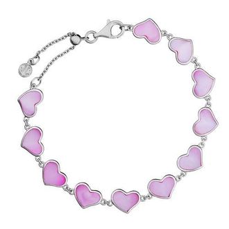 Jan Leslie All Around Heart Bracelet Set In Sterling Silver in Pink at Nordstrom