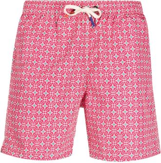 Altea geometric-print drawstring swim shorts - men - Polyester/Polyester - S - Pink