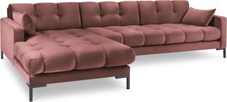 BLOOMINGLOFT Design-Ecksofa Mamaia Samt - Rosa