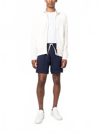 Orlebar Brown Egerton Mix Texture Sweatshirt In White Sand