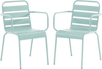 VENTE-UNIQUE.COM Juego de 2 sillas de jard&iacute;n acero verde almendra