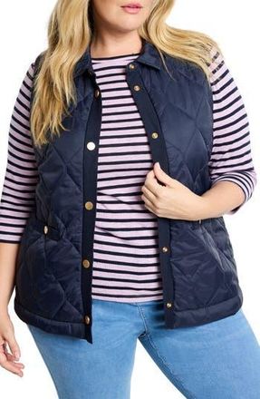 Nic+Zoe Rib Trim Quilted Puffer Vest in Dark Indigo at Nordstrom Rack, Size 1X