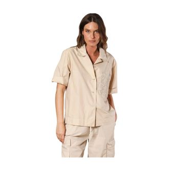 Mason's Shirts, female, Yellow, S, Poplin Short-Sleeve Shirt for Women