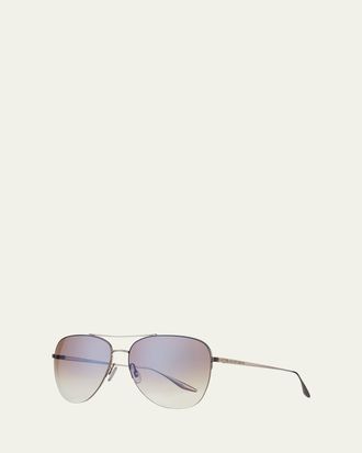 Barton Perreira Chevalier Semi-Rimless Metal Aviator Sunglasses