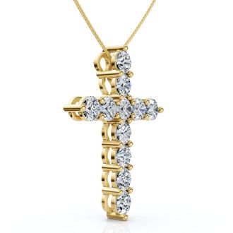 Pompeii3 2Ct TW Diamond Cross Womens Necklace 14k Gold Lab Grown 1 Tall
