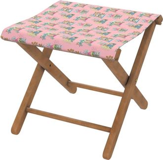 Vent de Boh&egrave;me Taburete plegable de haya y tela outdoor dise&ntilde;o de templos rosa