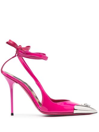 Philipp Plein Crystal Skull leren pumps - Roze