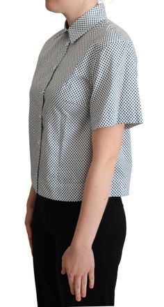 Dolce & Gabbana Womens White Blue Polka Dot Cotton Shirt