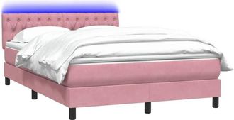 vidaXL Cama Box Spring Con Colch&oacute;n Terciopelo Rosa 160x220 Cm Vidaxl