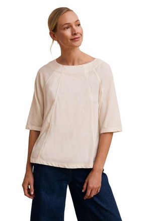 Celtic & Co. Linen Blend Short Sleeve Swing Top in Chalk at Nordstrom, Size 10