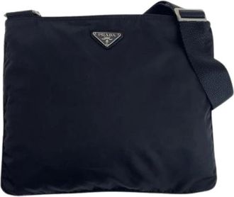 Prada Pre-owned Cross Body Bags, male, Black, Size: ONE SIZE Pre-owned Tessuto Nylon Shoulder Bag