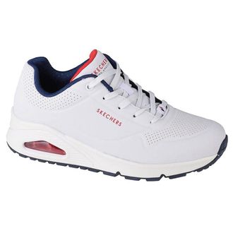 Skechers Womens Uno Stand on Air Sneaker, White Navy Red, 4 UK
