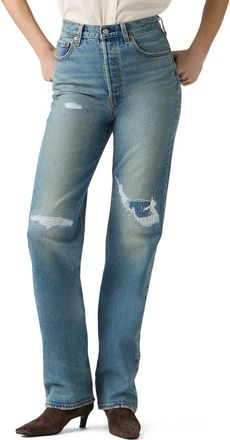 Levi's Ribcage Rip & Repair High Waist Straight Leg Jeans in Whole Name at Nordstrom, Size 26 X 32