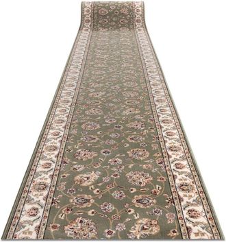 RugsX Rugsx - Runner Wool nain Flowers 7338 51088 green / beige 100cm green 100x100 cm