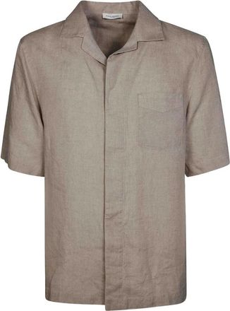 Paolo Pecora Short-sleeve Pocket Shirt - Heren - Korte mouwen Overhemden - Beige - 2XL - Linnen - Overhemden