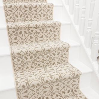 Runrug Stair Runner Carpet for Staircases - Soft & Comfy, 9mm - Mosaic in Light Beige | Size: 60 cm x 720 cm