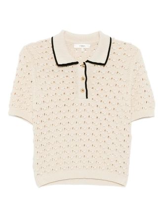 Frame Denim Bauble polo top - women - Cotton - M - Neutrals