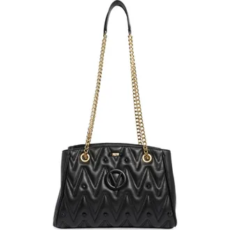 Mario Valentino Angelina Diamond Quilted Leather Tote Bag in Black at Nordstrom Rack