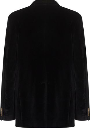 Dolce & Gabbana Mens Black Velvet Sicilia Light Single-Breasted Blazer Cotton Jacket