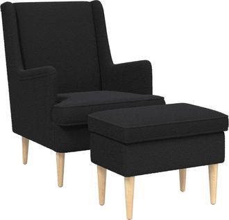 vidaXL Sill&oacute;n Con Pouf 2 Uds. Negro Boucl&eacute; Vidaxl
