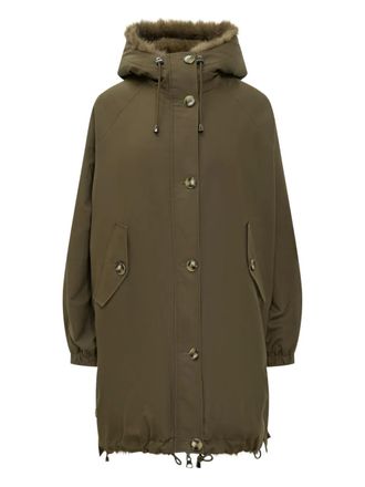 VALENTINI 1972 hooded faux fur-trim coat - Groen