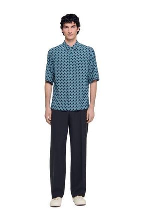 Sandro Rope print shirt in Navy Blue at Nordstrom, Size Xx-Large