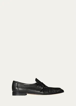 The Row Mens Soft Grained Leather Penny Loafers