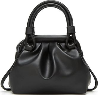 Generic Women Cloud Ruched Satchel Handbag Soft Leather Top Handle Crossbody Tote Bag Fashion Ladies Shoulder Bags Purse (Black)