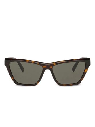 Saint Laurent Eyewear tortoiseshell geometric sunglasses - women - Acetate - One Size - Green