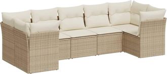 vidaXL Vidaxl - Set Sof&aacute;s De Jard&iacute;n 7 Piezas Y Cojines Rat&aacute;n Sint&eacute;tico Beige