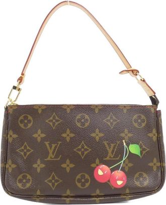 Louis Vuitton Monogram Cherry Marron Coated Canvas Pochette Pouch (Pre-Owned)