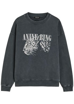 Anine Bing Spencer Printed Cotton Sweatshirt - Black - S (UK8-10 / S)