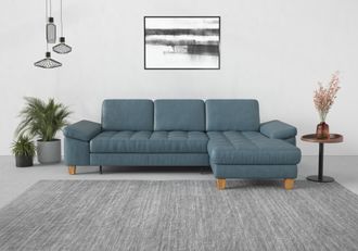 Sit&more Ecksofa »Westham L-Form« mit Recamiere, mit oder ohne Bettfunktion, Bettkasten, Füsse Eiche