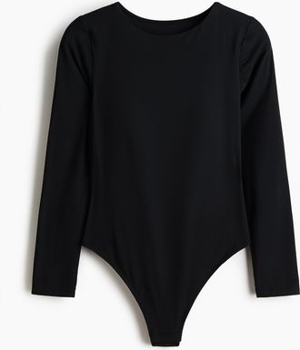 H&M Tangabody aus Mikrofaser mit gef&uuml;tterten Cups - Schwarz