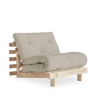 Karup Design Sill&oacute;n cama 90x200cm de madera natural y tejido - Lino